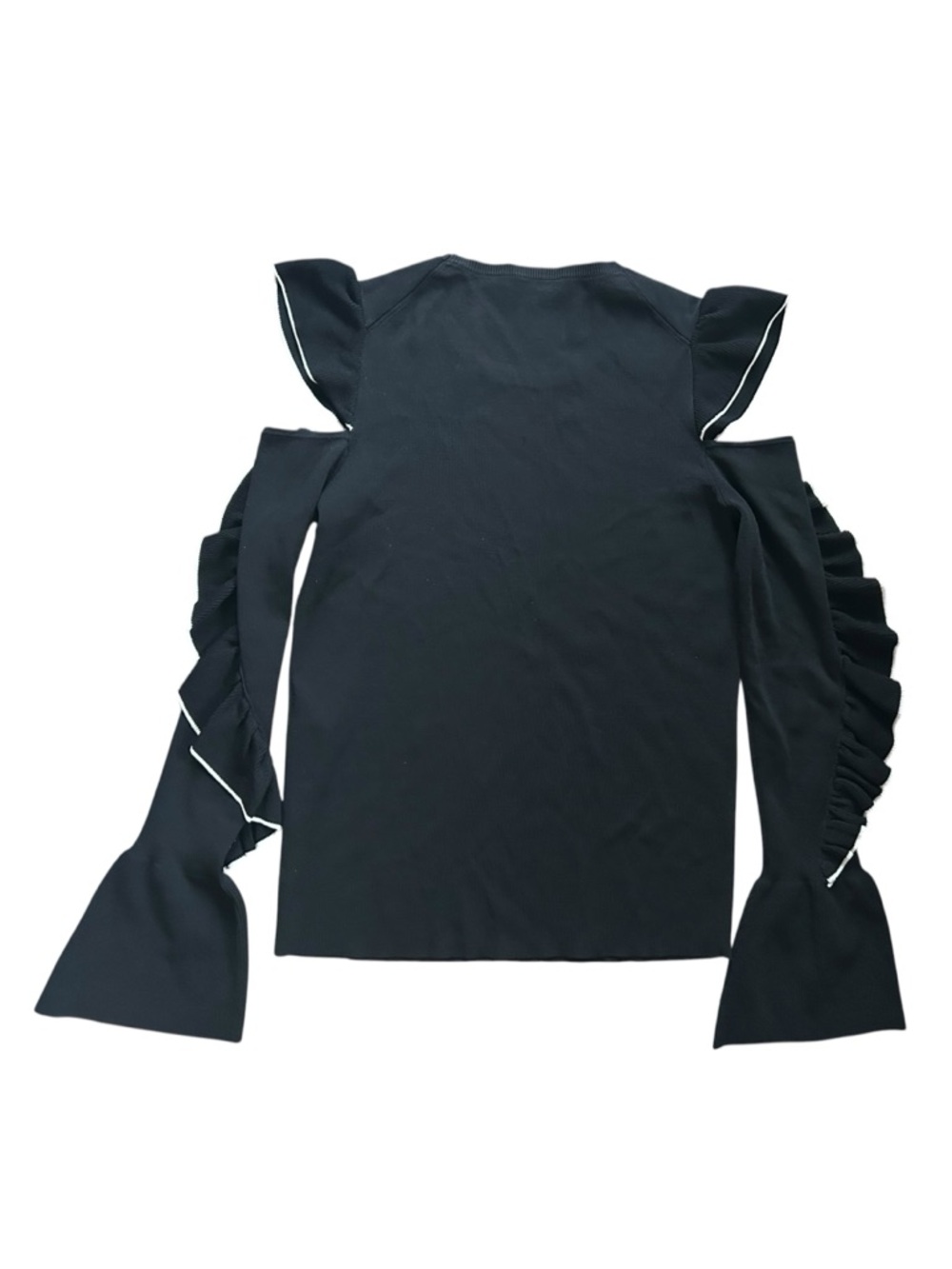 MAJE BLACK RUFFLE/CUT-OUT DETAIL SIZE 3 - Picture 3 of 8